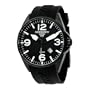 Torgoen Swiss Men's T10301 Black Ion-Plated 3-Hand Analog Rubber Strap Watch