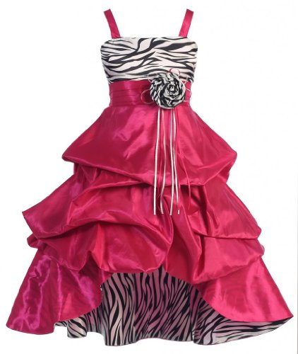 Wonder Girl Sasha Big Girls' Taffeta Zebra High Low Dress