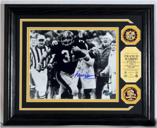 Buy Franco Harris Pittsburgh Steelers Autographed Photomint with Gold Coins by Highland Mint