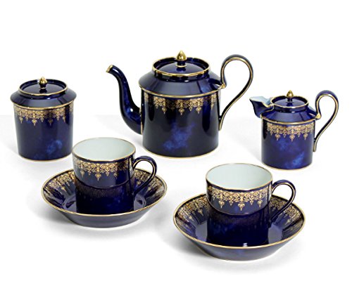 セーブル(Sevres) リトロン フリーズ 252 コーヒーカップ&ソーサー 2客 + ポット + シュガー + クリーマー セット