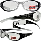 SUNGLASSES SAXON UV400 EYEWEAR CLEAR SAFETY GLASSES (SILVER/BLACK FRAME)