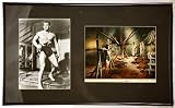 Custom Black Metal Frame & Matted - Gordon Scott in Person Signed 8x10 B&W Photo - With Mini Lobby Card - Tarzan's Fight For Life - Measures 13x22 Inches - Star of 6 Tarzan Films - Rare - Collectible