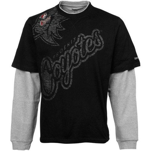 Reebok Phoenix Coyotes Scrimmage Splitter Double Layer Long Sleeve T-Shirt - Black (Large)
