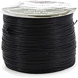 Mandala Crafts&reg; 0.5mm Cotton Waxed Cord, for Beading and Macrame Supplies, 100 Meters, 109 Yards (Black)