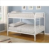 Full Size Metal Bunk Bed Contemporary Style in White Finish