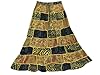 Womens Maxi Skirt Multi Yellow Black Vintage Sari Patchwork Long Skirts