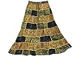 Womens Maxi Skirt Multi Yellow Black Vintage Sari Patchwork Long Skirts
