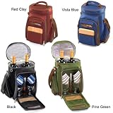 Caddy Golf Cooler Backpack w/ Wine & Cheese Service For 2 (Pine Green)