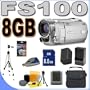 Canon FS-100 (Silver) Flash Memory Camcorder with 48x Optical Zoom 2699B001 + BP819 Replacement Battery/Travel Charger BigVALUEInc Accessory Saver 8GB Bundle + MORE