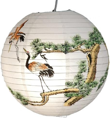 Trees and Crane Paper Lantern