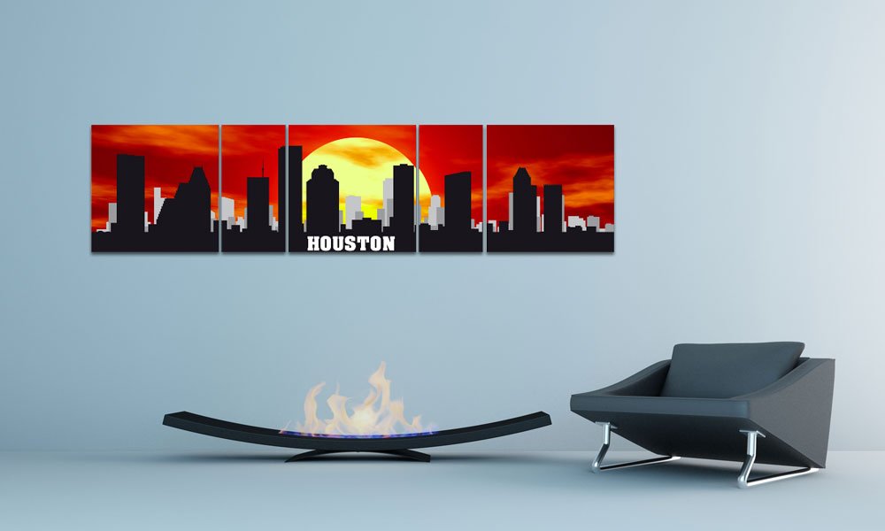 Amazon.com: XXL WALLART USA Panorama CITY SKYLINE Houston SUNRISE ...