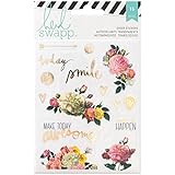 Heidi Swapp 15 Piece Memory Planner Floral Stickers with Gold Foil Finish, Clear