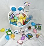 Plush Blue Bunny Rabbit Kids Easter, Birthday, Get Well, Big Brother, ANYTHING - Gift Basket - Candy, Games, Coloring, Activites, FUN!