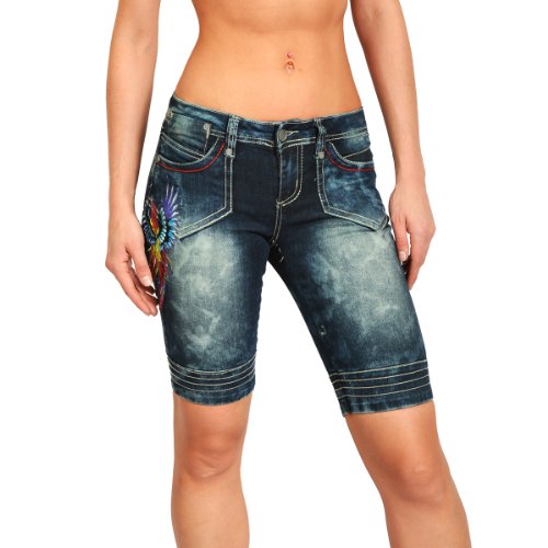 Ed Hardy Womens Bermuda Denim Shorts - DarkWash Vintage