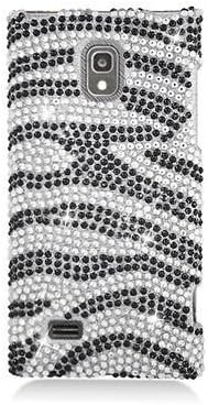 For LG Spectrum 2/VS 930 FULL DIAMOND Case Black and Silver Zebra