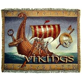 Vikings Ship Norsemen Viking Longship Cotton Tapestry Throw Blanket Rug Afghan