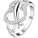 BOHG Jewelry Womens 925 Sterling Silver Plated Heart Dolphin Cute Eternity Ring Love Promise Wedding Band Size 8