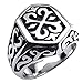 KONOV Stainless Steel Thors Hammer Men's Ring, Color Black Silver