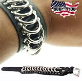 Half Ring Gothic Punk Rave Leather Bracelet Wristband - Free Shipping