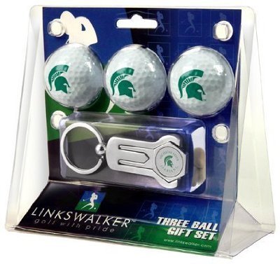 Michigan State Spartans 3 Golf Ball Gift Pack W/ Hat Clip - Ncaa College Athletics
