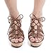 Lace Up Sling Back Faux Corkscrew Platform High Wedge Sandals