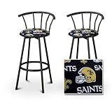 2 New Orleans Saints NFL Football Themed Specialty / Custom Black Barstools with Backrest Set 2 New Orleans Saints NFL Football Themed Specialty / Custom Black Barstools with Backrest Set