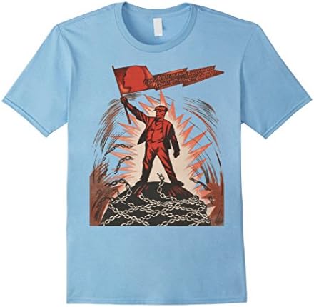 Men's Leninism Communist Soviet Union worker propaganda T shirt Medium Baby Blue