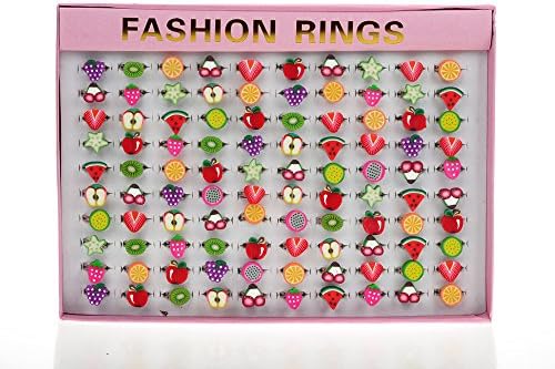 YanTuj Kid's 10pcs Colorful Rose Flower Polymer Clay Children Rings Jewelry