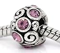 Believe Beads &copy; 1 X Spacer with Purple Stones Charm Bead will fit pandora/troll/Chamilia Style. Slide on slide off