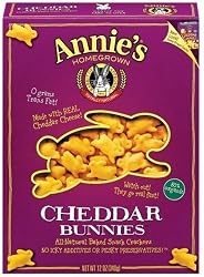 Annie's Homegrown Cheddar Bunnies Baked Snack Crackers, Original, 12-Ounce Boxes (Pack of 12)