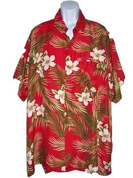 Men's Hawaiian Shirt-Palm Fronds on Maroon