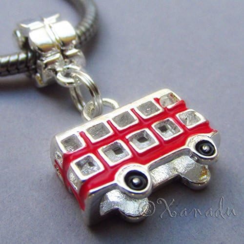 London Red Double Decker Bus European Charm Bead For Large Hole Charm Bracelets