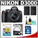 Nikon D3000 Digital SLR Camera & 18-55mm G VR DX AF-S Zoom Lens with 16GB Card + (2x) EN-EL9a Battery + UV Filter + Cleaning Kit