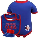 MLB Infant/Toddler Boys' Chicago Cubs Onesie Bib & Bootie Set (Royal, 6-9 Months)