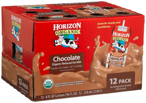 Horizon Organic Reduced Fat Milk, Chocolate, 8-Ounce Aseptic Cartons (Pack of 12)