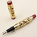 Collectible Luxury Fountain Pen Dragon and Phoenix Red with Golden 18KGP Nib Medium