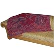Throw Blanket Wool Asian Jacquard Pattern India 82 inches x 60 inches