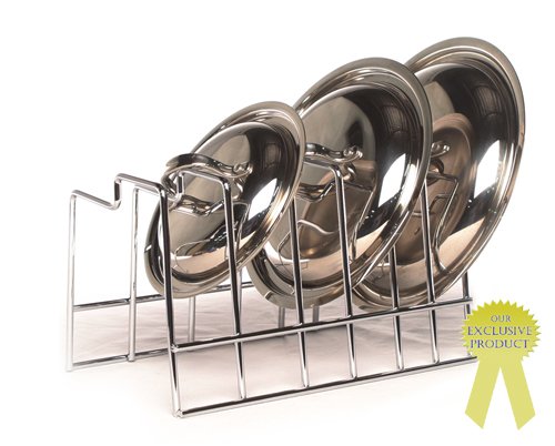 Kitchen: Chrome Lid Rack Organizer