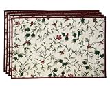 Pfaltzgraff Winterberry Charm 4-Piece Placemat Set, Multi/White
