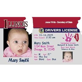 Personalized Baby Drivers License (set of 20) Birth Announcement-Illinois