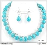 Turquoise Necklace Robin Egg Blue Silver Wire 0816SVTQS