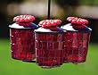 3 Piece Red Glass Mosaic Hummingbird Feeder