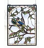 Love Birds Tiffany Stained Glass Window Panel 20 Inches H X 14 Inches W