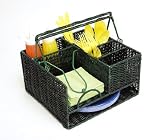 Green Wicker Picnic Organizer Basket With Handle