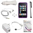 GTMax Purple Soft Rubber Silicone Skin Cover Case + Rapid Car Charger + Home Charger + USB Data Cable + 3.5mm Stereo Headset + Full Front LCD Screen Protector + Stylus Silver for Apple iPod Touch 8GB 32GB 64GB 3rd 3G Generation NEWEST MODEL GTMax Purple Soft Rubber Silicone Skin Cover Case + Rapid Car Charger + Home Charger + USB Data Cable + 3.5mm Stereo Headset + Full Front LCD Screen Protector + Stylus Silver for Apple iPod Touch 8GB 32GB 64GB 3rd 3G Generation NEWEST MODEL