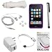 Search : GTMax Purple Soft Rubber Silicone Skin Cover Case + Rapid Car Charger + Home Charger + USB Data Cable + 3.5mm Stereo Headset + Full Front LCD Screen Protector + Stylus Silver for Apple iPod Touch 8GB 32GB 64GB 3rd 3G Generation NEWEST MODEL