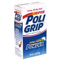 PoliGrip Super Denture Adhesive Powder, Extra Strength 1.6 oz Container (Pack of 6)