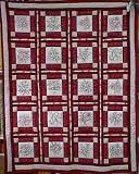 Red flower hand-embroidered bed quilt