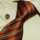 Orange Striped Tie for Men Maroon Stripes Discount Gifts Handmade Silk Neck Ties Cufflinks Set 6568