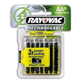 Rayovac NM715-8 Rechargeable NiMH AA Batteries, 8-Count Package